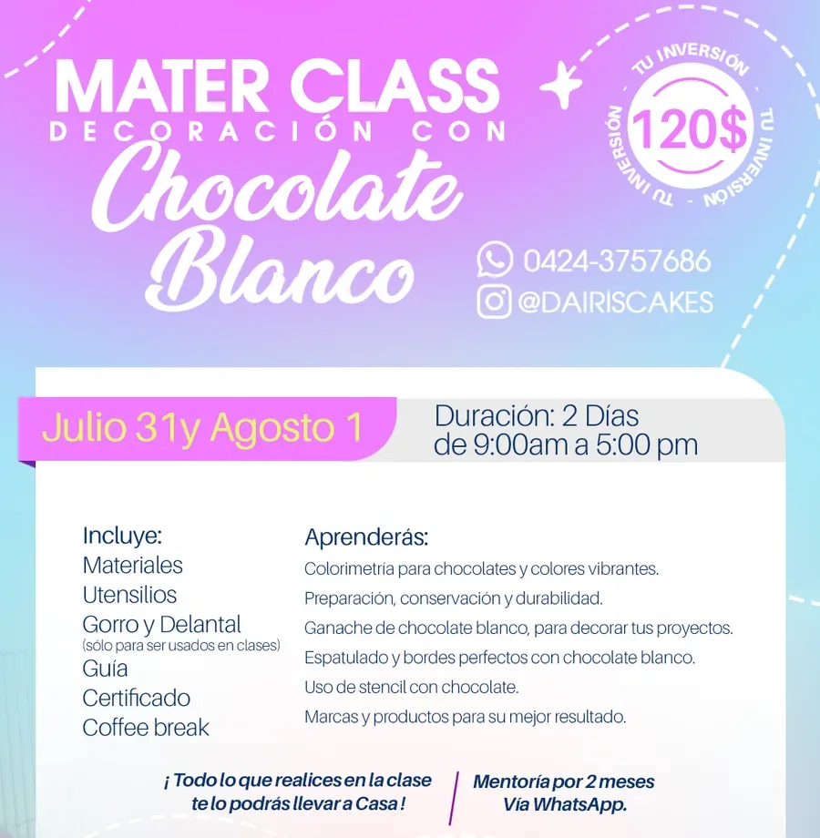 Master Class Chocolate Blanco: temple y piezas decorativas